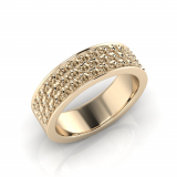 Flat Three Row Pave Set Round Wedding Band
