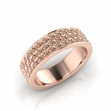 Flat Three Row Pave Set Round Wedding Band