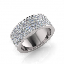 Flat Five Row Pave Set Round Wedding Band