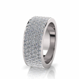 Flat Five Row Pave Set Round Wedding Band