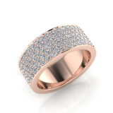 Flat Five Row Pave Set Round Wedding Band