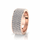 Flat Five Row Pave Set Round Wedding Band