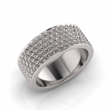 Flat Five Row Pave Set Round Wedding Band