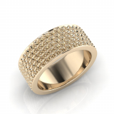 Flat Five Row Pave Set Round Wedding Band