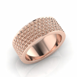 Flat Five Row Pave Set Round Wedding Band