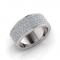 Flat Five Row Pave Set Round Wedding Band