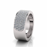 Flat Five Row Pave Set Round Wedding Band