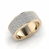 Flat Five Row Pave Set Round Wedding Band