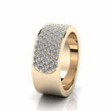 Flat Five Row Pave Set Round Wedding Band