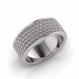 Flat Five Row Pave Set Round Wedding Band