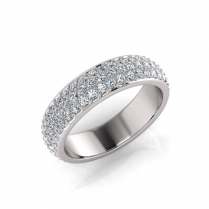 Rounded Three Row Pave Set Round Wedding Band