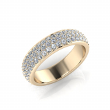 Rounded Three Row Pave Set Round Wedding Band