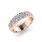 Rounded Three Row Pave Set Round Wedding Band