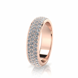 Rounded Three Row Pave Set Round Wedding Band
