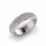 Rounded Three Row Pave Set Round Wedding Band