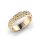 Rounded Three Row Pave Set Round Wedding Band