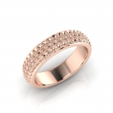 Rounded Three Row Pave Set Round Wedding Band