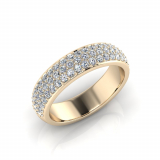 Rounded Three Row Pave Set Round Wedding Band