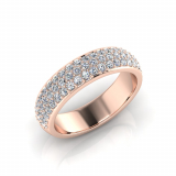 Rounded Three Row Pave Set Round Wedding Band