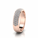 Rounded Three Row Pave Set Round Wedding Band