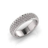 Rounded Three Row Pave Set Round Wedding Band