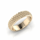 Rounded Three Row Pave Set Round Wedding Band