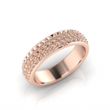 Rounded Three Row Pave Set Round Wedding Band