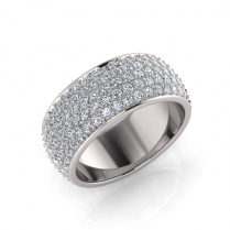 Rounded Five Row Pave Set Round Wedding Band