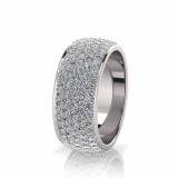Rounded Five Row Pave Set Round Wedding Band