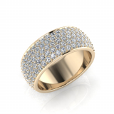 Rounded Five Row Pave Set Round Wedding Band