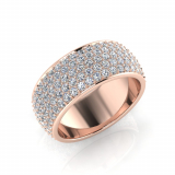 Rounded Five Row Pave Set Round Wedding Band