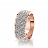 Rounded Five Row Pave Set Round Wedding Band