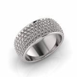 Rounded Five Row Pave Set Round Wedding Band