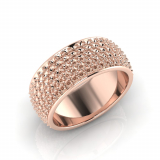 Rounded Five Row Pave Set Round Wedding Band