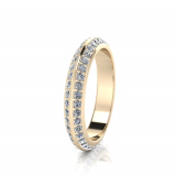 Knife Edge Double Pave Round Wedding Band