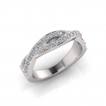 Pave Set Crossover Wedding Band