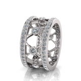 Rub-over And Pave Round Cross Wedding Band