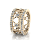 Rub-over And Pave Round Cross Wedding Band