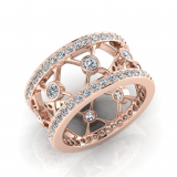 Rub-over And Pave Round Cross Wedding Band