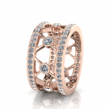 Rub-over And Pave Round Cross Wedding Band