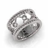 Rub-over And Pave Round Cross Wedding Band