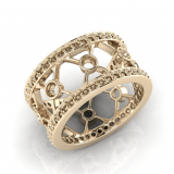 Rub-over And Pave Round Cross Wedding Band