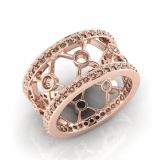 Rub-over And Pave Round Cross Wedding Band