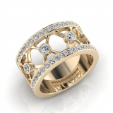 Rub-over And Pave Round Cross Wedding Band