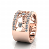 Rub-over And Pave Round Cross Wedding Band