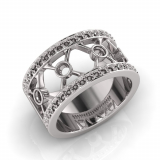 Rub-over And Pave Round Cross Wedding Band