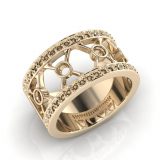 Rub-over And Pave Round Cross Wedding Band