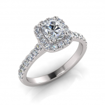 Rectangular Cushion Halo Scalloped Set Ring