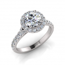 Round Halo Scalloped Set Split Ring