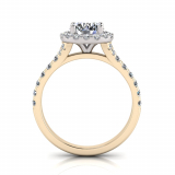 Round Halo Scalloped Set Split Ring